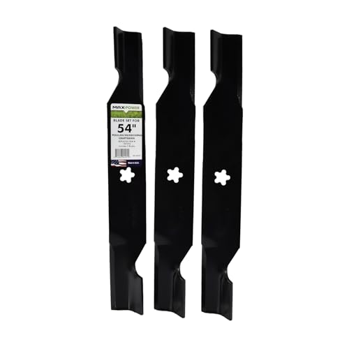 MAXPOWER 3 Blade Set for Many 54 in. Cut Craftsman, Husqvarna, Poulan Mowers Replaces OEM #'s 187256 and 532187256, von MAXPOWER