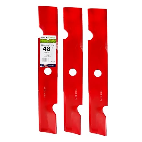 MAXPOWER 561144B 3-High Lift Klingen-Set für 48 Zoll Exmark ersetzt OEM-Nr. 103-6401 und 103-6401-S, rot MAXPOWER 561144B 3-High Lift Klingen-Set für 48 Zoll Exmark ersetzt OEM-Nr. 103-6401 und 103-6401-S, rot von MAXPOWER