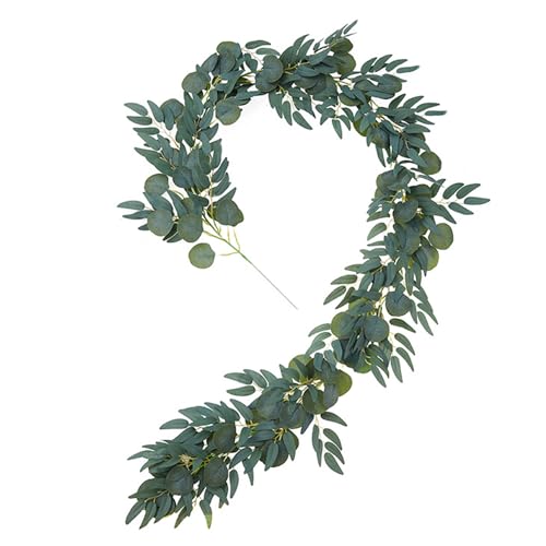 MAXQUU 2 Meter künstliche Eukalyptus-Weidenblatt-Girlande, grüne Dekoration, künstliches Rattan, Efeu, geeignet für Herbstdekoration, künstliche Pflanzen. (cremefarben) von MAXQUU