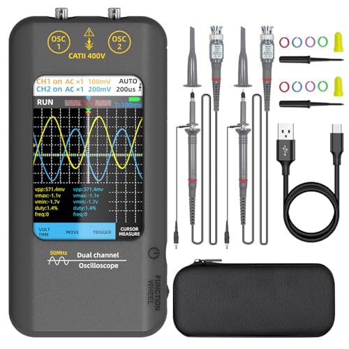 BSIDE Handheld Oszilloskop 3.98'' Touchscreen digitales Oszilloskop Zweikanal 50MHz Bandbreite Tragbares Oszilloskop Signalgenerator 250MSa/s Abtastrate Tablet Automotive Oszilloskop von MAXRIENY
