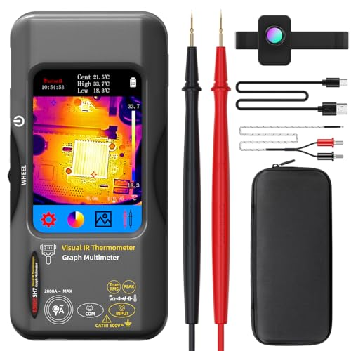 BSIDE SH7 Wärmebildkamera Multimeter Mit Makroobjektiv 320×320 Auflösung mit 20000 Wörtern Multimeter 3.98'' Touchscreen 25Hz Infrarot Wärmebildkamera (-20-550℃) 15 Wärmebildpaletten TRMS Multimeter von MAXRIENY