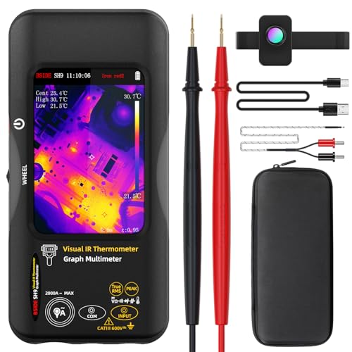 BSIDE Wärmebildkamera Multimeter mit Makro Objektiv 480×320 Auflösung mit 20000 Wörtern Multimeter 3.98'' Touchscreen 25Hz Infrarot-Wärmebildkamera Dual-Light Fusion (-20-550℃) 15 Wärmebildpaletten von MAXRIENY