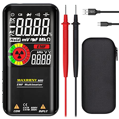 MAXRIENY Digital Multimeter Wiederaufladbar Voltmeter Messgerät Großes Display mit EMF Detektor 9999 Zählungen Smart Elektrisch Tester Messung Kapazität Widerstand Frequenz Diode Spannung Prüfgerät MAXRIENY Digital Multimeter Wiederaufladbar Voltmeter Messgerät Großes Display mit EMF Detektor 9999 Zählungen Smart Elektrisch Tester Messung Kapazität Widerstand Frequenz Diode Spannung Prüfgerät von MAXRIENY