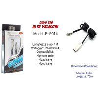 Trade Shop - usb-schnellladkabel für iphone ipad ipod 5 volt - 2000 ma 1 mt Maxtech F-IP014 - von MAXTECH