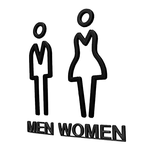 9 x 20 cm selbstklebende Toiletten-Türschilder für Männer und Frauen, Acryl, männlich, weiblich, WC-Schild, Dekoration für öffentliche WC-Restaurant, Silber (Schwarz 9 x 20 cm) von MAXWXB