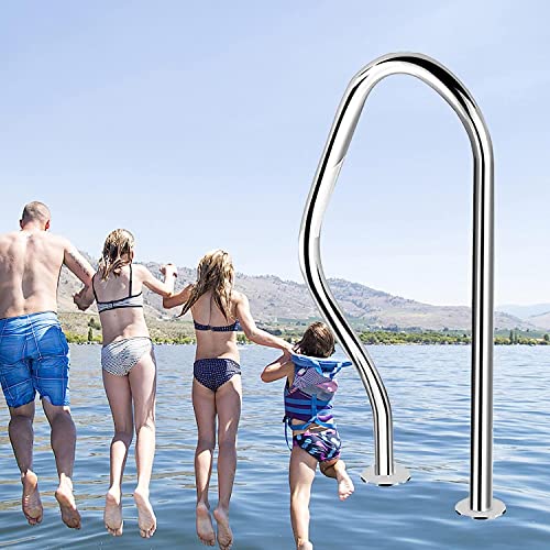 Pool-Handläufe, einfach zu montierender Pool-Handlauf, Schwimmbad-Handlauf aus Edelstahl 304 für Pooleingänge, einfach zu installieren, 250 lbs Tragfähigkeit (Dicke 1 mm) von MAXWXB