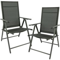 Maxx - Garden Outdoor Gartenstuhl 2er Set - Klappstuhl - Campingstuhl - Gartenmöbel - Relaxliege Garten - Verstellbare Rückenlehne - Silber/Schwarz von MAXX