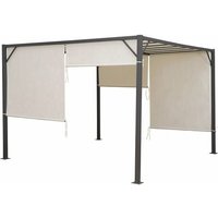 Pergola - Partyzelt - Gartenpavillon mit einer geschlossenen Seite - 3x3x2,3m - Creme - beige - Maxxgarden von MAXXGARDEN