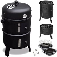 Räuchergrill - Holzkohlegrill - Multifunktionsgrill - Grill - Räucherofen - 40x40x78cm - Schwarz - black - Maxxgarden von MAXXGARDEN