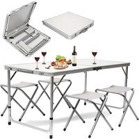 Picknicktisch mit Bänken 120x60x60 cm - Biertisch - Gartentisch - Klapptisch - Campingtisch - Klappbar - Kunststoff - Weiß - white - Maxxgarden von MAXXGARDEN