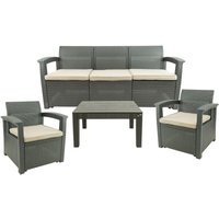 Rattan Gartenmöbel set - Loungemöbel Garten - 4 Personen - Mit Kostenlose Aufbewahrungsbox - Grau - black - Maxxgarden von MAXXGARDEN