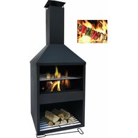 Gartenkamin Arton Ø45x144 cm - Terassenkamin - Außenkamin - Holzbefeuerter Gartenofen - Schwarz - black - Maxxgarden von MAXXGARDEN