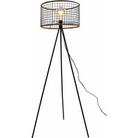 Stehlampe - Stehleuchte Wohnzimmer - Leselampe - Schwarzer Rahmen - Holzdetails - 146 cm - E27 led - 40W - black - Maxxhome von MAXXHOME