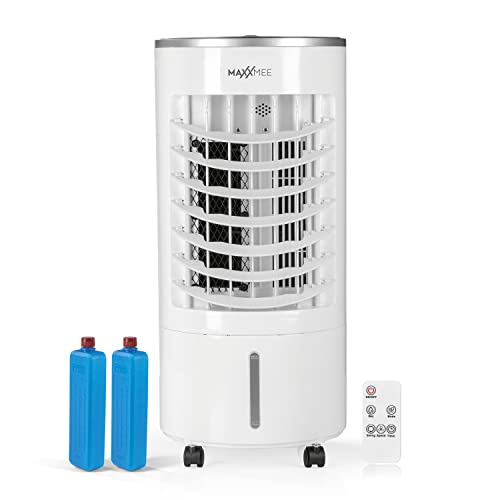 MAXXMEE 2 in 1 Mobile Klimaanlage | Luftkühler und Luftbefeuchter in einem Gerät |6 l Wassertank | 3 einstellbare Geschwindigkeiten und 3 Windmodi | inkl. Fernbedienung und Timer [weiß] von MAXXMEE