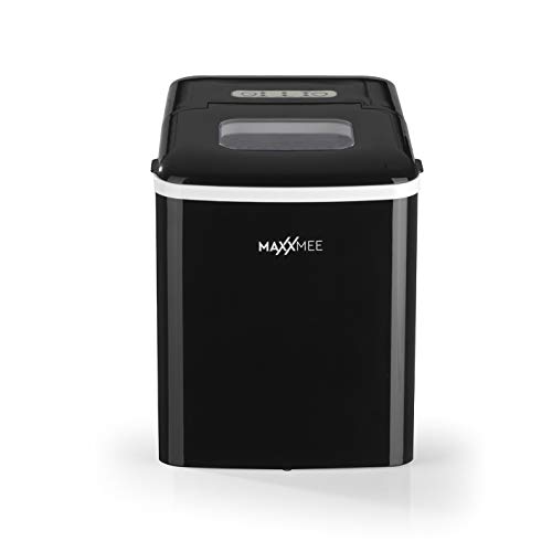 MAXXMEE Eiswürfelmaschine Ice Maker | Eiswürfelbereiter mit 2 Würfelgrößen, 1,8 L Wassertank, kein Wasseranschluss nötig, 9 Eiswürfel in ca. 8 Min | Mit großem Sichtfenster [120W / Schwarz] von MAXXMEE