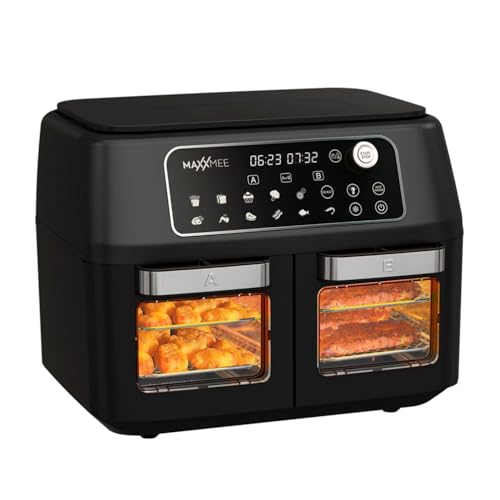 MAXXMEE Heißluft-Fritteuse Doppelkammer 11 Liter | Clevere Kombination aus Heißluftofen, Grill & Fritteuse mit 2 XXL-Frittierfächern mit je 5,5 Litern | Digitales Bedienfeld und Sichtfenster MAXXMEE Heißluft-Fritteuse Doppelkammer 11 Liter | Clevere Kombination aus Heißluftofen, Grill & Fritteuse mit 2 XXL-Frittierfächern mit je 5,5 Litern | Digitales Bedienfeld und Sichtfenster von MAXXMEE