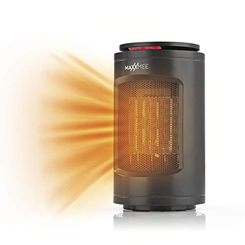 MAXXMEE Tisch-Heizung | 3 Leistungsstufen mit effizienter Keramik-Heiztechnologie | 75 °-Weitwinkel-Auslass, Timerfunktion, Überhitzungsschutz | 1200W [schwarz] von MAXXMEE