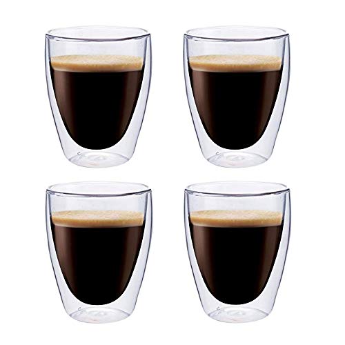 Maxxo Doppelwandige Gläser Kaffee Set 4x 235 ml Kaffee Thermogläser mit Schwebe-Effekt beständige Kaffeegläser von maxxo
