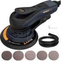 2.5mm Exzenter Schleifer Brushless 230V mit Dreikernverkabelung: Vielseitiger Elektrischer Schleifer mit variablem Tempo und 10 Schleifscheiben von MAXXT