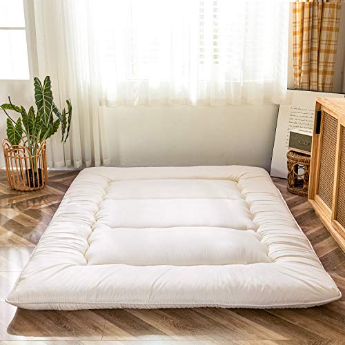 MAXYOYO Klappmatratze Futon Matratze Bodenmatratze Gepolsterte Japanische Tatami Gesteppte Bett, Dicke Faltmatratze Schlafmatte Rollmatratze Bodenliege Gästematratze (Beige, 135x190 cm) von MAXYOYO
