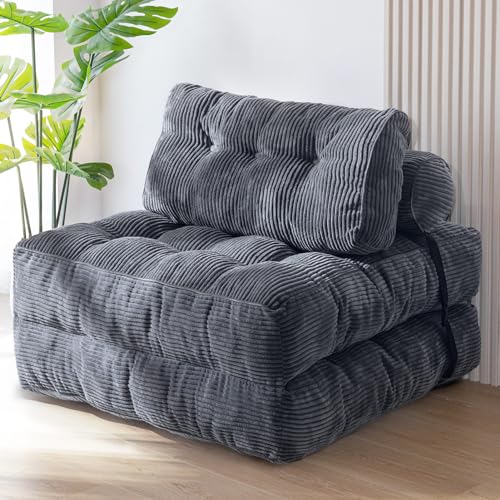 MAXYOYO Faltbares Schlafsofa umwandelbarer Schlafsessel mit Kissen, Matratze mit Rückenstütze, tragbarer Stuhl-Bett-Komfortable Bodensofa-Lounge für Wohnzimmer Schlafzimmer, Anthrazit MAXYOYO Faltbares Schlafsofa umwandelbarer Schlafsessel mit Kissen, Matratze mit Rückenstütze, tragbarer Stuhl-Bett-Komfortable Bodensofa-Lounge für Wohnzimmer Schlafzimmer, Anthrazit von MAXYOYO