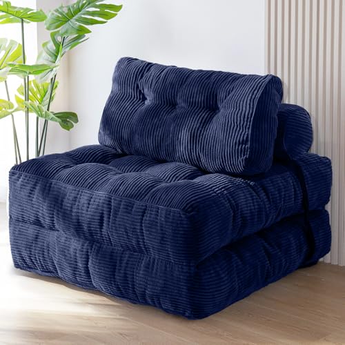 MAXYOYO Faltbares Schlafsofa umwandelbarer Schlafsessel mit Kissen, Matratze mit Rückenstütze, tragbarer Stuhl-Bett-Komfortable Bodensofa-Lounge für Wohnzimmer Schlafzimmer, Marineblau MAXYOYO Faltbares Schlafsofa umwandelbarer Schlafsessel mit Kissen, Matratze mit Rückenstütze, tragbarer Stuhl-Bett-Komfortable Bodensofa-Lounge für Wohnzimmer Schlafzimmer, Marineblau von MAXYOYO