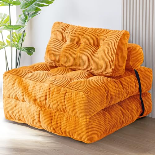 MAXYOYO Faltbares Schlafsofa umwandelbarer Schlafsessel mit Kissen, Matratze mit Rückenstütze, tragbarer Stuhl-Bett-Komfortable Bodensofa-Lounge für Wohnzimmer Schlafzimmer, Orange MAXYOYO Faltbares Schlafsofa umwandelbarer Schlafsessel mit Kissen, Matratze mit Rückenstütze, tragbarer Stuhl-Bett-Komfortable Bodensofa-Lounge für Wohnzimmer Schlafzimmer, Orange von MAXYOYO