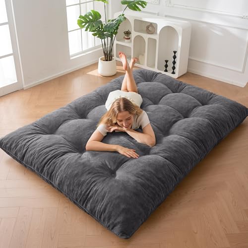 MAXYOYO Futon Matratze, Chenille-Stoff, 15cm Dick Bodenmatratze Verwendbar als Schlafsofa, Geknöpft Handwerk, Klappbare Gästematratze für Wohnzimmer Schlafzimmer von MAXYOYO
