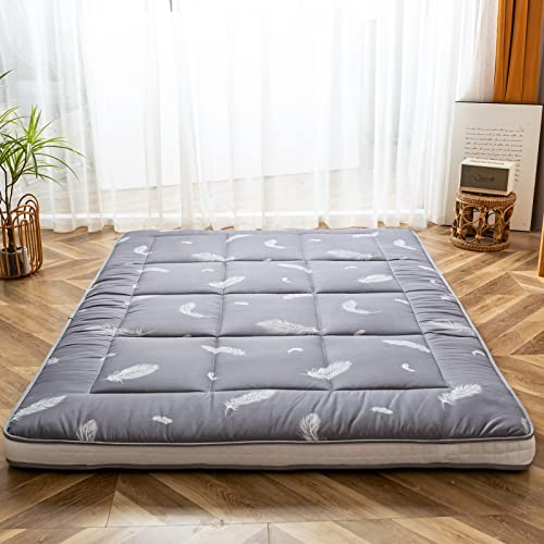 MAXYOYO Futon Matratze, Gepolsterte Japanische Bodenmatratze Gesteppte Bett Matratzenauflage, Extra Dicke Faltbare Isomatte Atmungsaktive Bodenliege Gästebett (Feder, 150 x 200 cm) von MAXYOYO