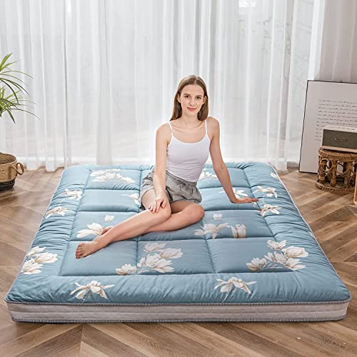 MAXYOYO Futon Matratze - gepolsterte japanische Bodenmatratze Gesteppte Klappbett Baumwolle Topper - atmungsaktive Boden Bett Tatami Matte Bodenliege Gästebett (Magnolie, 140 x 200 cm) von MAXYOYO