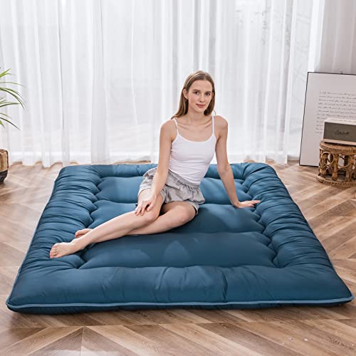 MAXYOYO Klappmatratze Futon Matratze Bodenmatratze Gepolsterte Japanische Tatami Gesteppte Bett, Dicke Faltmatratze Schlafmatte Rollmatratze Bodenliege Gästematratze (Blaustein, 90x190 cm) von MAXYOYO