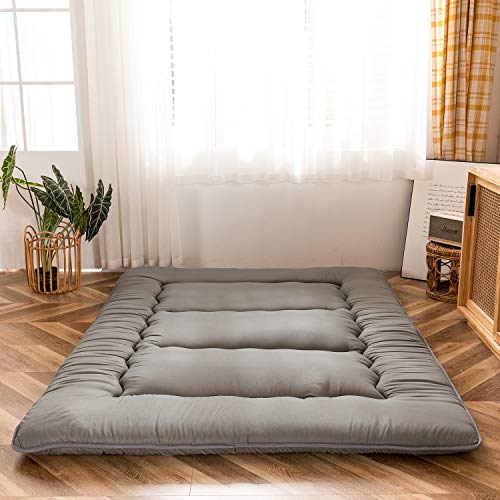 MAXYOYO Japanische Futon-Matratze, Dicke Tatami-Matte, Isomatte, faltbar, aufrollbare Matratze, Schlafsaal, Matratzenauflage Bodenliege Kissen Bett (Dunkelgrauer, 90x190 cm) von MAXYOYO