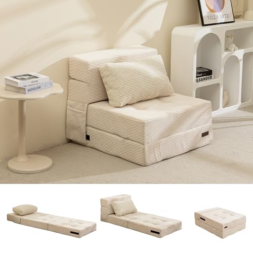 MAXYOYO Schlafsessel Klappbar, 3-Teilige Klappmatratze 15cm Dickem mit Hochdichtem Stützschaum, Schlafsofa mit 2 Kissen, Umbaubares Futon-Sofa, Tragbares Gästebett Klappbar MAXYOYO Schlafsessel Klappbar, 3-Teilige Klappmatratze 15cm Dickem mit Hochdichtem Stützschaum, Schlafsofa mit 2 Kissen, Umbaubares Futon-Sofa, Tragbares Gästebett Klappbar von MAXYOYO