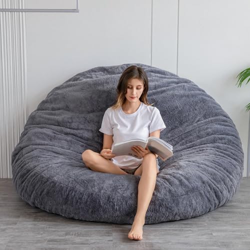 MAXYOYO Sitzsack-Bett in Holzkohle Quadratischer Stuhl-Sofa mit flauschigem Plüschbezug und Füllung - Ideal für Erwachsene, Paare und Gäste – Großes Format 180x180 cm von MAXYOYO