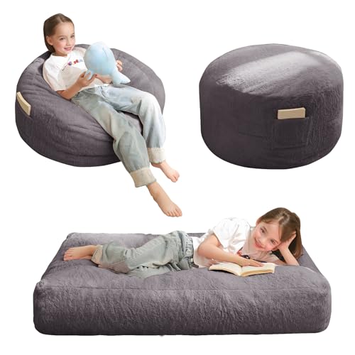 MAXYOYO Sitzsack-Bett – umwandelbar von Sitzsack-Sessel zu Bett – Schaumstoff-Sofa mit zotteligem Bezug und Flauschiger Füllung für Kinder, Jugendliche, Gäste (Anthrazit, 130x90 cm) von MAXYOYO