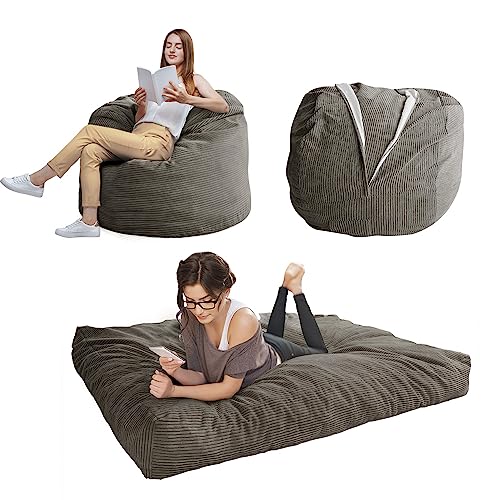 MAXYOYO Sitzsack-Stuhl – umwandelbarer Stuhl, lässt Sich vom Sitzsack zum Bett zusammenklappen – großes Sofa mit weichem Mikrofaserbezug, Perfekter Lounge- oder Gaming-Stuhl, Anthrazit – voll von MAXYOYO