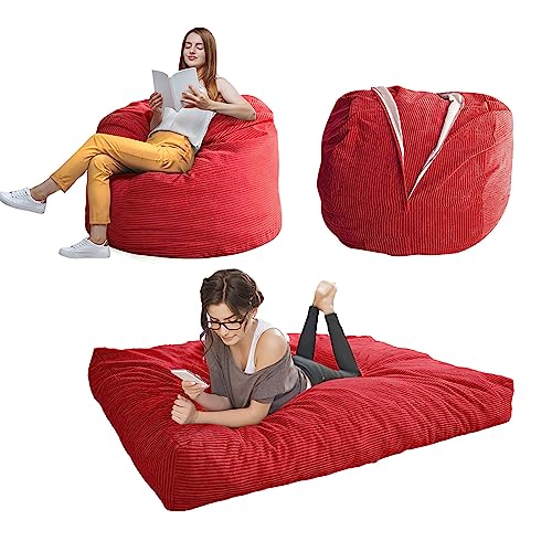 MAXYOYO Sitzsack-Stuhl – umwandelbarer Stuhl, lässt Sich vom Sitzsack zum Bett zusammenklappen – großes Sofa mit weichem Mikrofaserbezug, Perfekter Lounge- oder Gaming-Stuhl, Cinnabar – voll von MAXYOYO