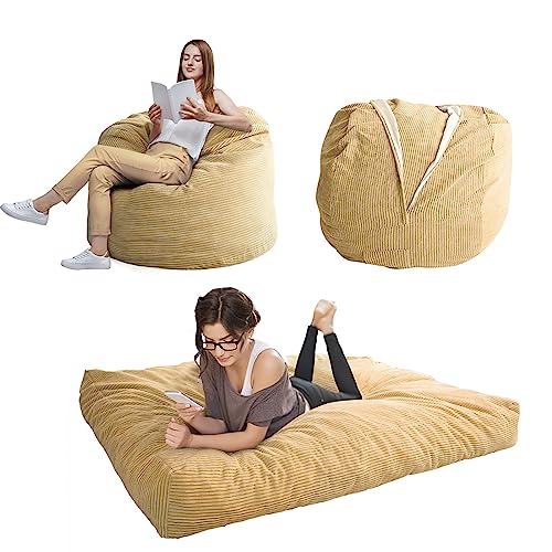 MAXYOYO Sitzsack-Stuhl – umwandelbarer Stuhl, lässt Sich vom Sitzsack zum Bett zusammenklappen – großes Sofa mit weichem Mikrofaserbezug, Perfekter Lounge- oder Gaming-Stuhl, Kamel – Königin von MAXYOYO