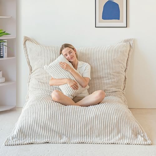 MAXYOYO Sitzsack XXL, aus Cordstoff Abnehmbar, Riesen Bean Bag mit Flauschiger Schaumstoff Füllung, Großes Bodenkissen für Erwachsene & Paare von MAXYOYO