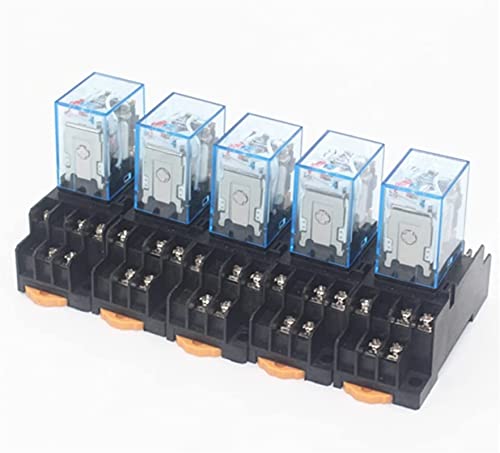 Ein-Aus-Schalter, Schalter, Relais 5 Set MY3 HH53P MY3NJ Micro Mini Spule Leistungsrelais 11-polig 3NO 3NC LED-Lampe 5 A AC 110 V 220 V DC12 V 24 V mit Stecker (Größe: AC380 V) (Größe: A von MAYABI