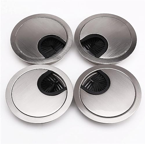 Schreibtisch-Lochabdeckung，Tisch-Durchführung Schreibtisch-Tischtülle, 68 mm, runde Metall-Chrom-Tülle – Schreibtisch-Kabelführungseinsatz, PC-Drahtloch – for Schreibtisch, Desktops, Büro – 4er-Set von MAYABI