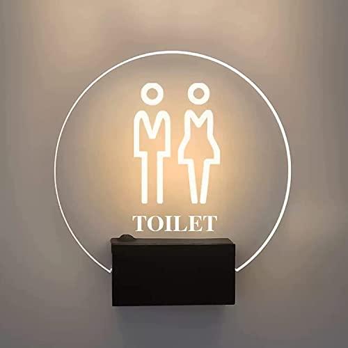WC-Schild, männlich und weiblich, WC-Schild, Wandhalterung, Toilette, beleuchtetes Schild, 17,8 cm runde Badezimmerschilder für Büro, Geschäft oder Zuhause (D) (Farbe: A) von MAYABI