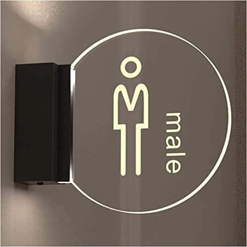 WC-Schild, männliches und weibliches WC-Schild, Wandhalterung für Damen und Herren, Badezimmerschild, doppelseitiges Leuchtschild, Kantenbeleuchtung, Acryl-Dekorschild (B) (Farbe: B) von MAYABI