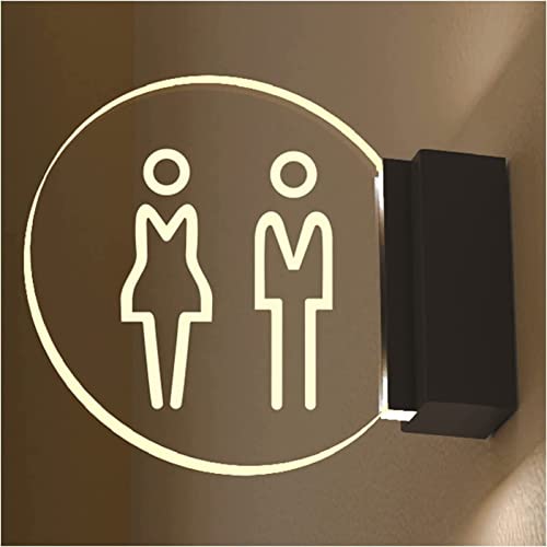 WC-Schild, männliches und weibliches WC-Schild, Wandhalterung für Damen und Herren, Badezimmerschild, doppelseitiges Leuchtschild, Kantenbeleuchtung, Acryl-Dekorschild (B) (Farbe: C) von MAYABI