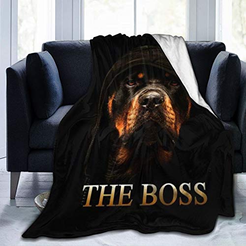 MAYBELOST Decke Werfen,Rottweiler Der Boss,Mikrofaser Ganzjahresbett Couch,60" x 80" von MAYBELOST