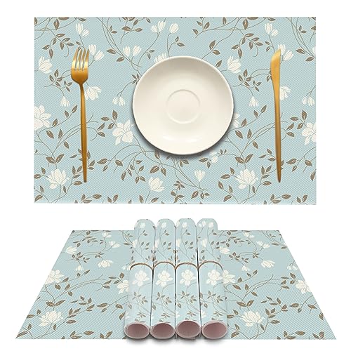 MAYCARI Platzset Abwischbar 45x30 cm 6er Set Tischsets für Esszimmer und Dekor PVC Platzdeckchen rutschfest Mit Elegantem Muster Platz-Matten für Küche von MAYCARI