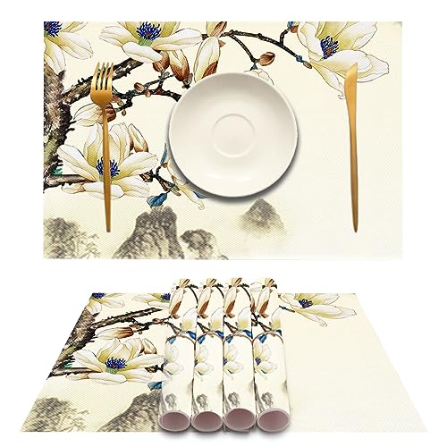 MAYCARI Platzset Abwischbar 45x30 cm 6er Set Tischsets für Esszimmer und Dekor PVC Platzdeckchen rutschfest Mit Elegantem Muster Platz-Matten für Küche von MAYCARI