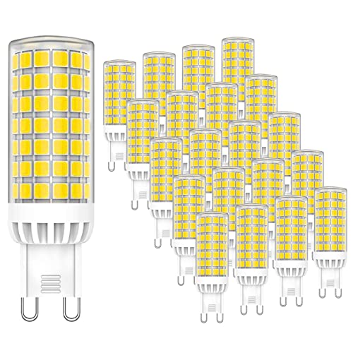 G9 9W Energiesparlampe 9W Ersetzt 75W, 750 Lumen, Kaltweiß 6000K, Leuchtmittel G9 9W Ideal für Kronleuchte Wandlampe Tischlampe Nicht-dimmbar 20er Pack - MAYCOLOR von MAYCOLOR