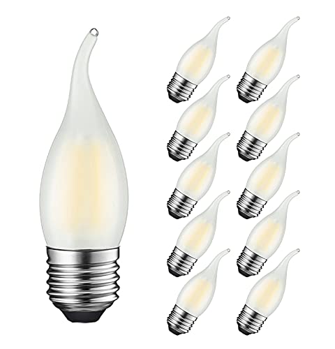 Glühbirne Kerzenform E27 4W Ersetzt 40W, 400 lumen, Kaltweiß 6500K, E27 Kerzenlampe Ideal für Kronleuchter und Kristalllichter, Nicht Dimmbar, Glas Matt, 10er Pack - MAYCOLOR von MAYCOLOR