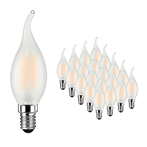 Glühbirne LED Kerzenform E14 4W Ersetzt 40W, 400 lumen, Warmweiß 2700K, Birne Kerzenform E14 Ideal für Kronleuchter und Kristalllichter, Nicht Dimmbar, Glas Matt, 20er Pack - MAYCOLOR von MAYCOLOR